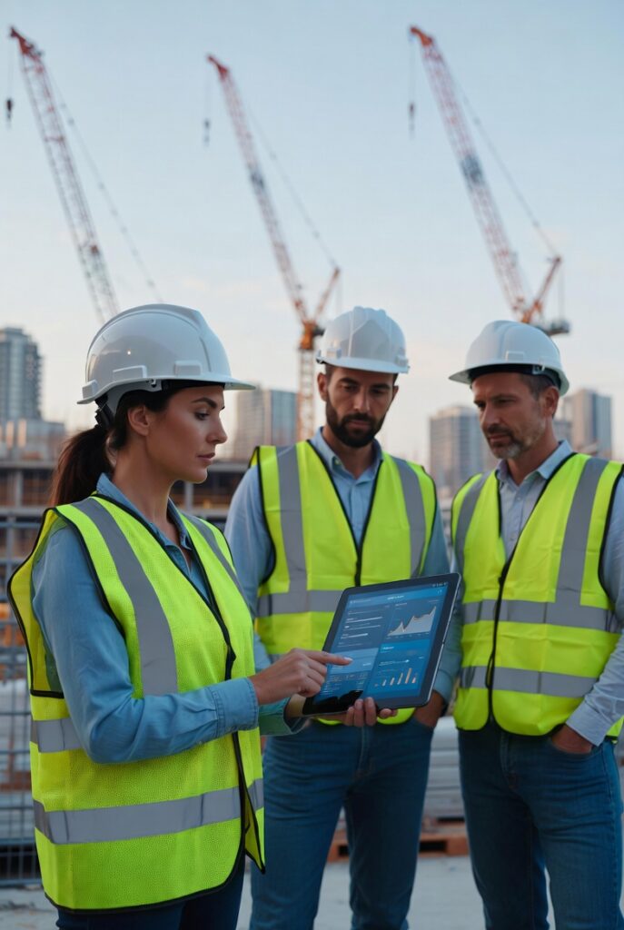 Workers finishing a construction stage