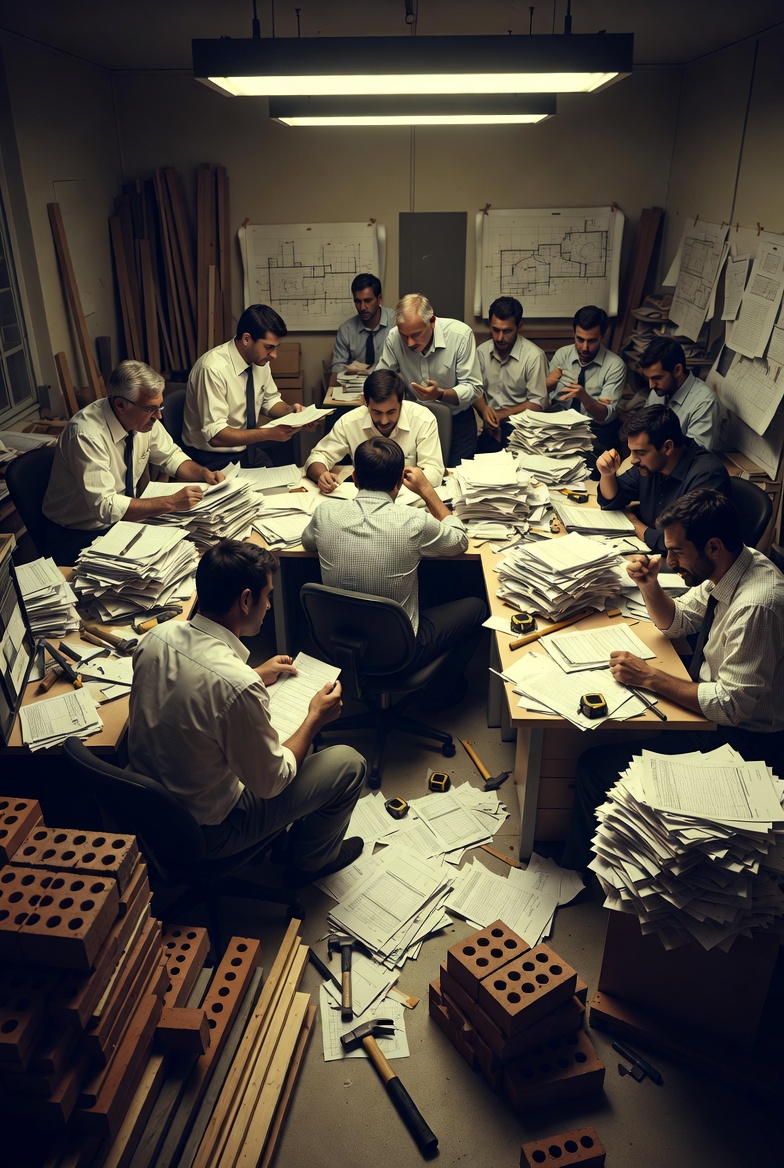 0lOpe Construction site with managers and laptops