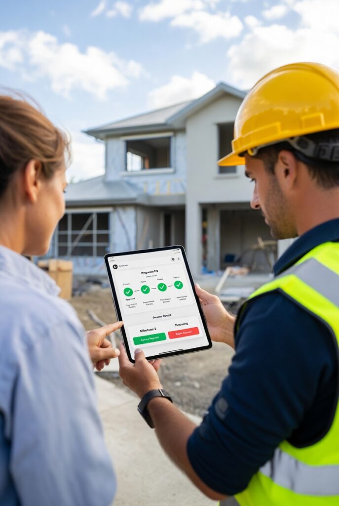 Escrow-secured construction payment